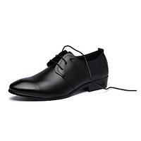 Men\'s Oxfords Spring / Fall Pointed Toe / Flats Leather Casual Flat Heel Others / Lace-up Black Others