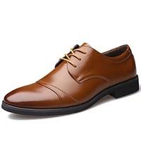 Men\'s Oxfords Spring Summer Fall Winter Comfort Leather Outdoor Office Career Casual Party Evening Flat Heel Lace-up Black Brown