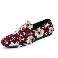 Men\'s Loafers Slip-Ons Spring Fall Comfort PU Casual Flat Heel Black Blue Red Walking