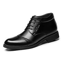 Men\'s Oxfords Spring Summer Fall Winter Comfort Leather Outdoor Office Career Casual Party Evening Flat Heel Ruffles Lace-up Black