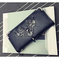 Men Wallet PU All Seasons Casual Clutch Ruffles Zipper Black