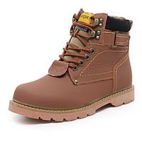 mens boots spring fall comfort fabric athletic flat heel lace up brown ...