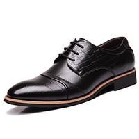 Men\'s Oxfords Spring Summer Fall Winter Comfort Leatherette Outdoor Office Career Casual Party Evening Flat Heel Lace-up Black Brown