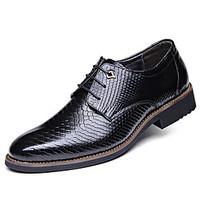 Men\'s Oxfords Spring Summer Fall Winter Comfort Leather Outdoor Office Career Casual Party Evening Flat Heel Lace-up Black Red Blue
