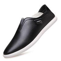 Men\'s Loafers Slip-Ons Spring Summer Fall Winter Comfort Leather Outdoor Office Career Casual Party Evening Flat Heel Lace-upWhite