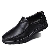 Men\'s Loafers Slip-Ons Spring Summer Fall Winter Comfort Leather Outdoor Office Career Casual Party Evening Flat Heel RufflesBlack