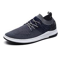 Men\'s Sneakers Spring Summer Comfort Tulle Outdoor Athletic Casual Walking Flat Heel Lace-up Blue Gray Black