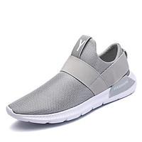 Men\'s Sneakers Spring Summer Comfort Tulle Outdoor Athletic Casual Walking Flat Heel Gray Black White