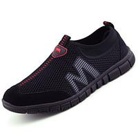 Men\'s Athletic Shoes Summer Comfort Tulle Outdoor Running Flat Heel Dark Grey Brown Black