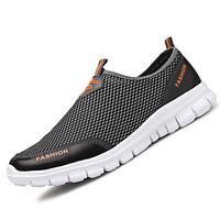Men\'s Loafers Slip-Ons Light Soles PU Tulle Spring Summer Outdoor Casual Flat Heel Blue Coffee Gray Flat