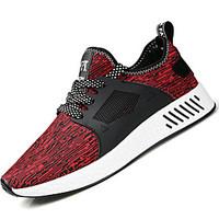 Men\'s Athletic Shoes Comfort PU Tulle Spring Fall Outdoor Athletic Lace-up Flat Heel Red Gray Black Flat