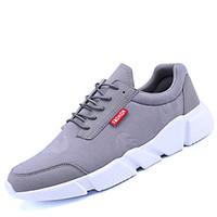 Men\'s Athletic Shoes Comfort PU Spring Fall Outdoor Casual Lace-up Flat Heel Screen Color Gray Black Flat