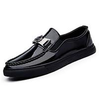 Men\'s Loafers Slip-Ons Comfort PU Spring Fall Office Career Casual Flat Heel Blue Black 1in-1 3/4in