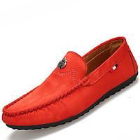 Men\'s Loafers Slip-Ons Light Soles PU Spring Fall Outdoor Casual Flat Heel Blue Orange Black Flat
