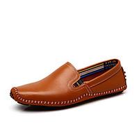 Men\'s Loafers Slip-Ons Spring Summer Moccasin Comfort Leather Office Career Casual Flat Heel Light Brown Blue Black