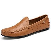 Men\'s Loafers Slip-Ons Spring Summer Moccasin Comfort Cowhide Outdoor Casual Flat Heel Blue Yellow Black