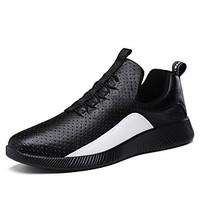 Men\'s Sneakers Spring Summer Comfort PU Outdoor Athletic Casual Walking Flat Heel Lace-up Black White