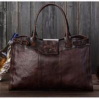 Men Cowhide Casual Tote