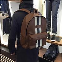 Men Backpack Cowhide All Seasons Casual Outdoor Zipper Brown Black
