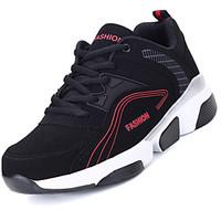 Men\'s Athletic Shoes Spring Summer Comfort Tulle Outdoor Running Flat Heel Lace-up Black/Green Black/Red Black/White