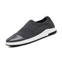 Men\'s Loafers Slip-Ons Spring Summer Comfort Light Soles Tulle Outdoor Casual Flat Heel Gray Black Walking Shoes