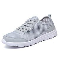 Men\'s Sneakers Comfort PU Spring Summer Outdoor Casual Walking Lace-up Flat Heel Blue Gray Black Flat