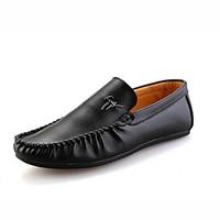 Men\'s Loafers Slip-Ons Comfort PU Spring Summer Outdoor Casual Flat Heel Blue Orange Black White Flat