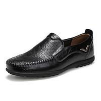 Men\'s Oxfords Spring Summer Formal Shoes Comfort Hole Shoes Cowhide Outdoor Office Career Casual Flat Heel Dark Brown Light Brown Black