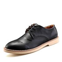 Men\'s Oxfords Formal Shoes Comfort Bullock shoes PU Spring Summer Outdoor Office Career Casual Lace-up Chunky Heel Brown Black Flat
