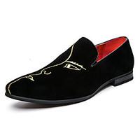 Men\'s Loafers Slip-Ons Formal Shoes PU Summer Fall Wedding Party Evening Casual Rivet Split Joint Black 1in-1 3/4in