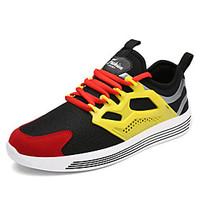 Men\'s Sneakers Spring Summer Comfort Tulle Outdoor Athletic Casual Walking Flat Heel Lace-up Black/Yellow Gray Black