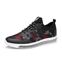Men\'s Sneakers Spring Summer Comfort Fabric Outdoor Athletic Casual Running Flat Heel Lace-up Black/Red Black/White Black