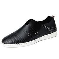Men\'s Oxfords Spring Summer Comfort Hole Shoes PU Outdoor Office Career Casual Flat Heel Light Brown Blue Black