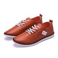 Men\'s Sneakers Comfort Light Soles PU Spring Summer Fall Winter Outdoor Office Career Casual Walking Split Joint Flat Heel Orange Black