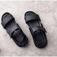 mens sandals comfort microfibre leather spring casual black flat