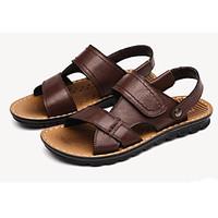 mens sandals comfort pu spring casual dark brown light brown black fla ...