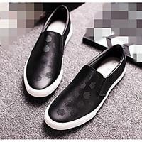 mens loafers slip ons comfort pu spring casual black white flat