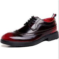 Men\'s Sneakers Comfort PU Spring Casual Black/Red Brown Black Flat