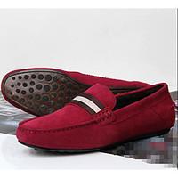 Men\'s Sneakers Moccasin Comfort Cowhide Suede Spring Casual Burgundy Navy Blue Coffee Flat