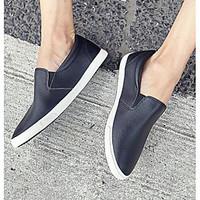 mens loafers slip ons comfort pu spring casual black white flat