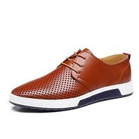 Men\'s Sneakers Comfort Hole Shoes Cowhide Spring Casual Blue Brown Black Flat