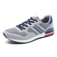 Men\'s Athletic Shoes Comfort PU Spring Fall Outdoor Lace-up Flat Heel Gray Dark Blue Under 1in
