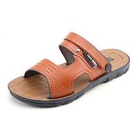 mens sandals comfort pu summer outdoor flat heel blue brown under 1in