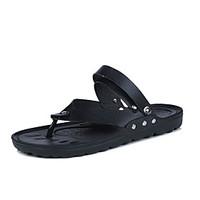 mens sandals comfort pu summer outdoor flat heel black white under 1in