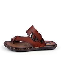 mens sandals comfort pu summer outdoor flat heel dark brown light brow ...