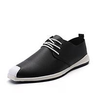 Men\'s Loafers Slip-Ons Spring Summer Comfort Microfibre Outdoor Office Career Casual Flat Heel Lace-up Black White