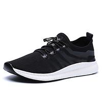 Men\'s Athletic Shoes Spring Fall Light Soles PU Tulle Outdoor Casual Flat Heel Lace-up Navy Blue Gray Black