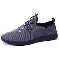 Men\'s Athletic Shoes Comfort Tulle Spring Fall Athletic Outdoor Walking Comfort Lace-up Flat Heel Gray Black Flat