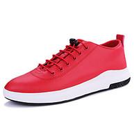Men\'s Sneakers Comfort PU Spring Fall Casual Comfort Lace-up Flat Heel Red Navy Blue Black Flat