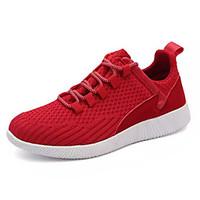 Men\'s Athletic Shoes Comfort PU Spring Fall Athletic Outdoor Walking Comfort Lace-up Flat Heel Red Gray Black Flat